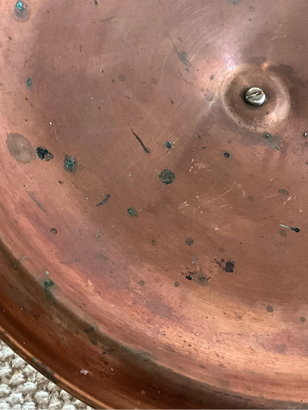 Vintage Copper Replacement Lid 10” with Black Wood Knob for Pot or Pan
